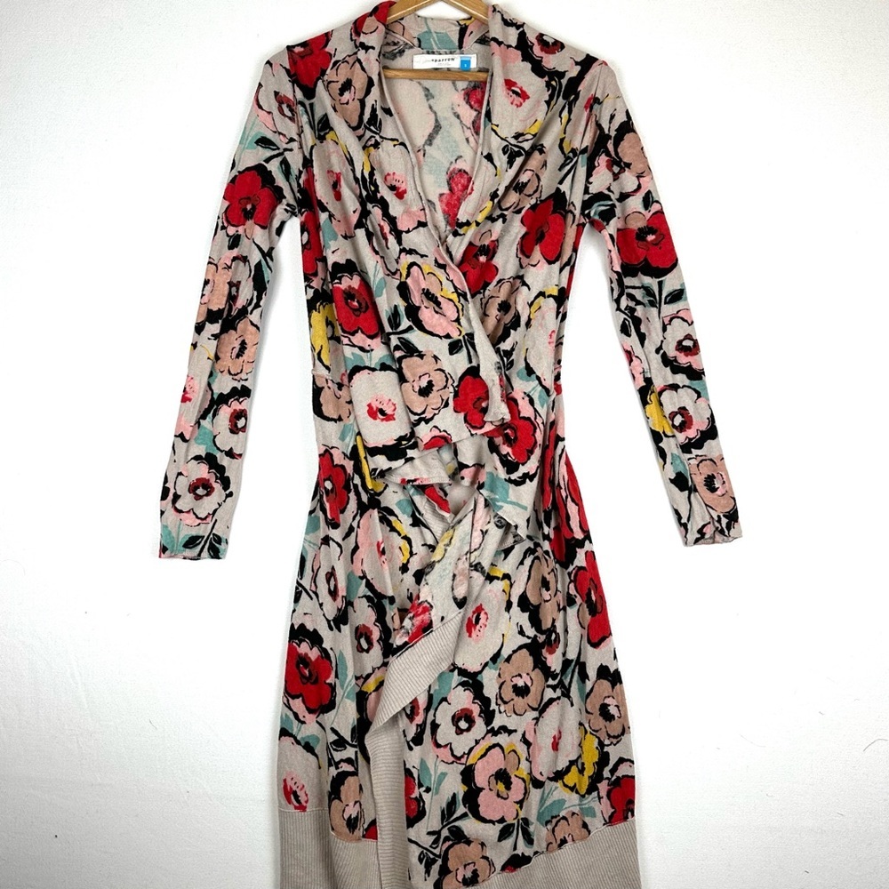 Sparrow Anthropologie Exampler Floral Long Cardigan Duster